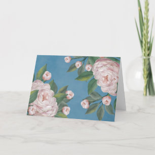Pale Pink Roses with Navy Blue Background Card