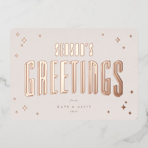 Pale Pink Season's Greetings Retro Stars Flat