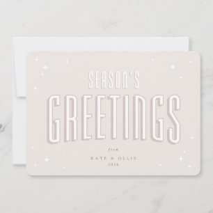 Pale Pink Season's Greetings Retro Stars Flat Holiday Card