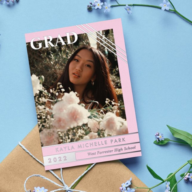 Pale Pink & Silver Lines Photo Graduation (Creator Uploaded)