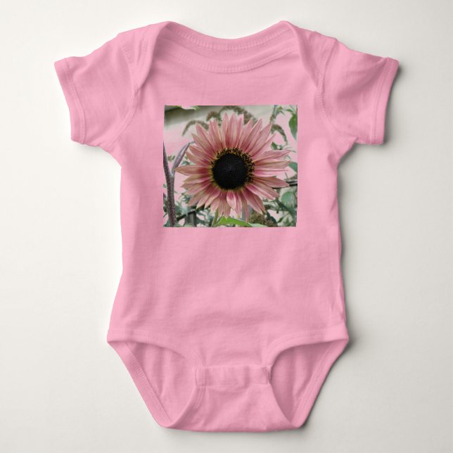 Pale Pink Sunflower Baby Bodysuit (Front)
