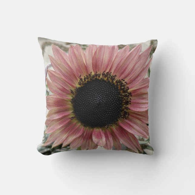 Pale Pink Sunflower Cushion (Front)