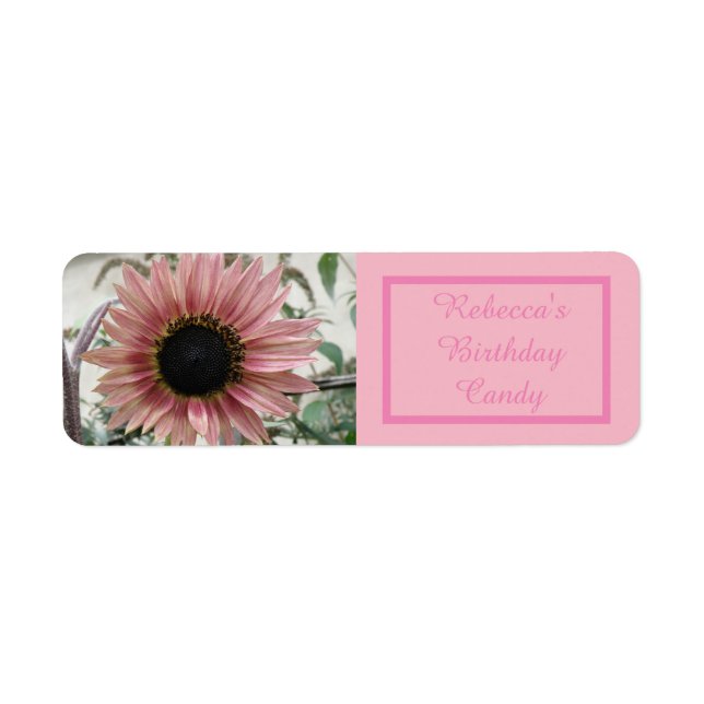 Pale Pink Sunflower Custom Food Label (Front)