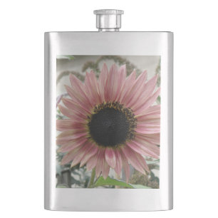 Pale Pink Sunflower Hip Flask