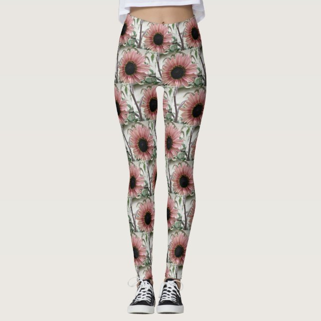 Pale Pink Sunflower Leggings (Front)