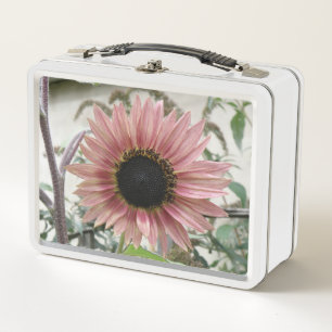 Pale Pink Sunflower Metal Lunch Box