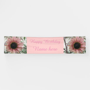 Pale Pink Sunflower Personalised Birthday Banner