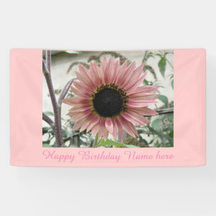 Pale Pink Sunflower Personalised Birthday Banner