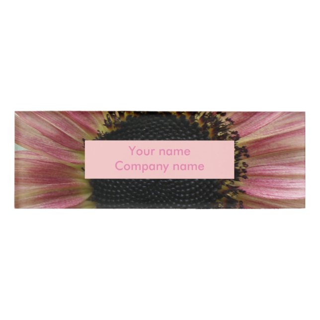 Pale Pink Sunflower Personalised Name Tag (Front)