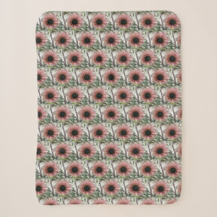 Pale Pink Sunflower Sherpa Blanket