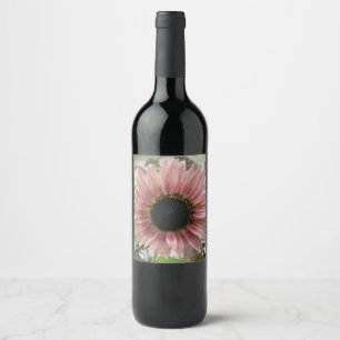 Pale Pink Sunflower Wine Label