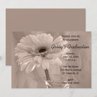 Pale Pink Tinted Daisy Graduation Party Invitation