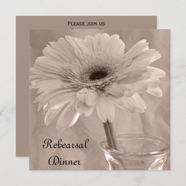 Pale Pink Tinted Daisy Wedding Rehearsal Dinner Invitation (Front/Back)