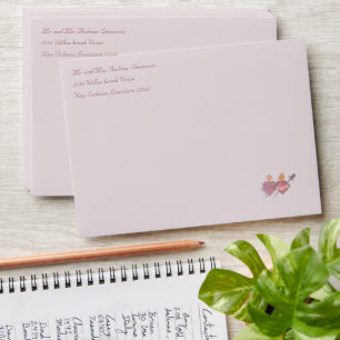 Pale Pink Two Hearts Catholic Wedding Invitation Envelope