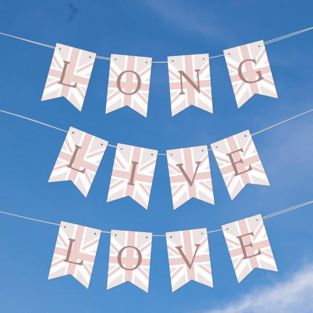 Pale Pink Union Jack Long Live Love Bunting Flags (Long live love!)