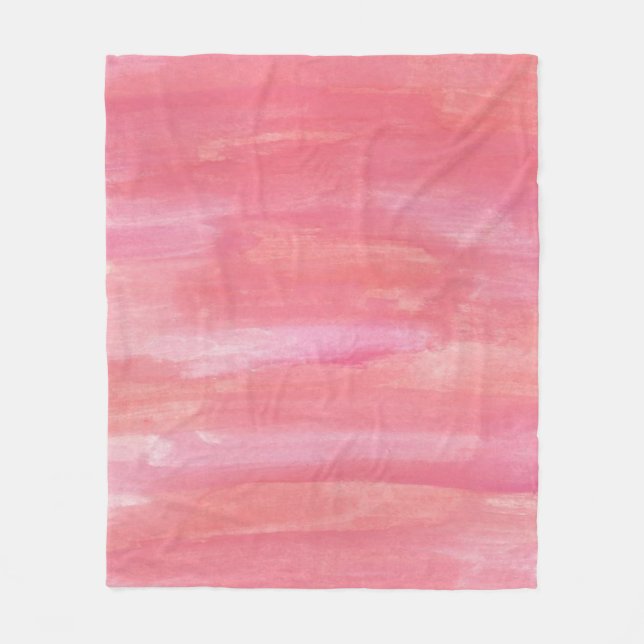 Pale Pink Watercolor Fleece Blanket (Front)