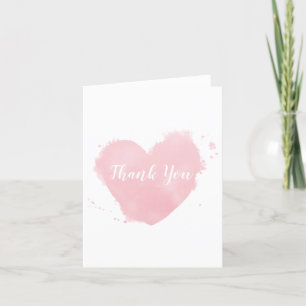 Pale Pink Watercolor Heart Thank You Card