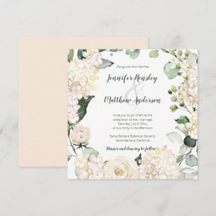 Pale Pink White Cream Watercolor Wreath   Invitation