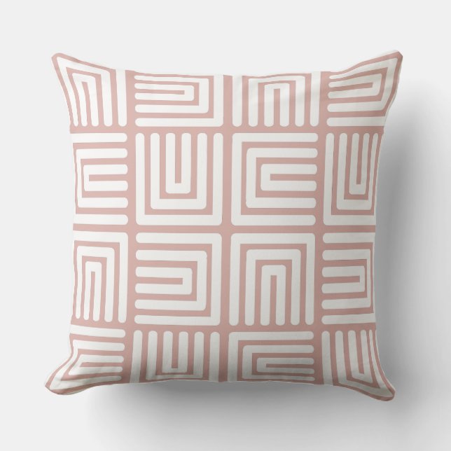 Pale Pink White Square Humps Throw Pillow (Front)