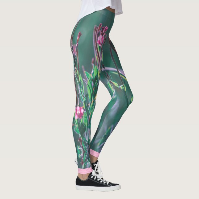 Pale Pink Wild Meadow Flowers Stylised Leggings (Right)