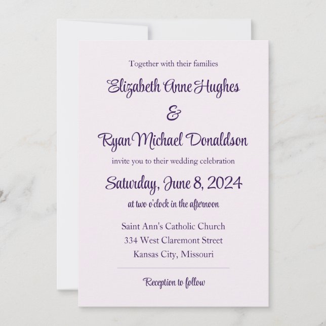 Pale Pink with Berry Script  Invitation (Front)