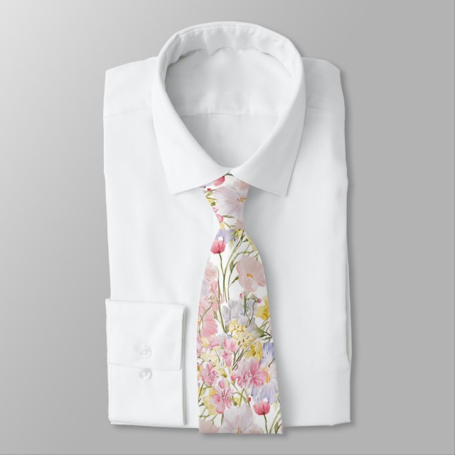 pale pink yellow blue wildflowers tie (Tied)