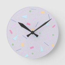 Pale Purple 80s Geometric Print Wall Clock
