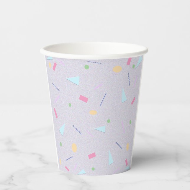 Pale Purple 80s Print Paper Cups (Front)