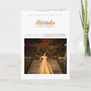 Pale Purple and Gold Photo Quinceanera Invitation