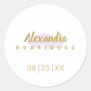 Pale Purple and Gold Quinceanera Classic Round Sticker