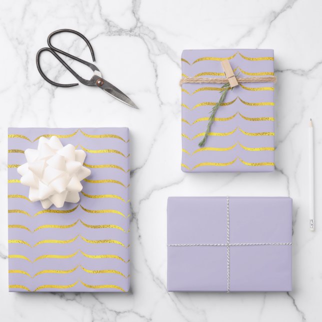Pale Purple and Gold      Wrapping Paper Sheet (Front)
