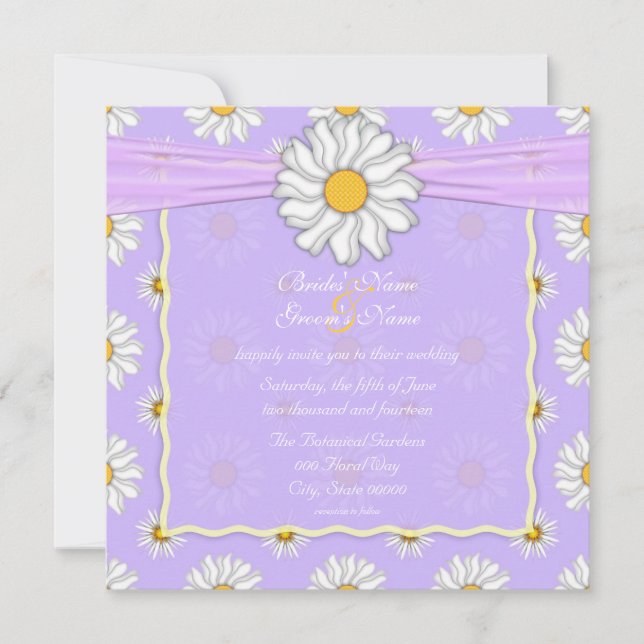 Pale Purple and White Daisy Floral Square Invitation (Front)