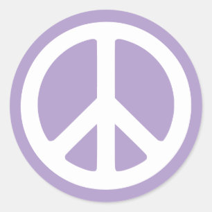 Pale Purple and White Peace Symbol Classic Round Sticker