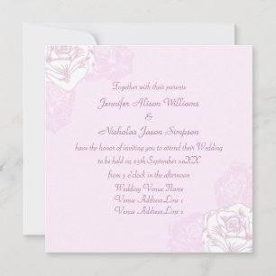 Pale Purple and White Rose Wedding Invitation