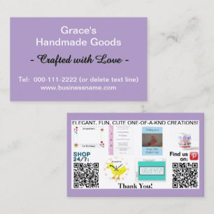 Pale Purple Business QR Code Logo Photos 3.5 x 2.0 Card