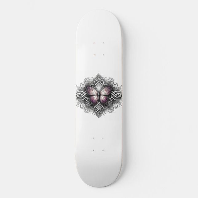 Pale Purple Butterfly Skateboard (Front)