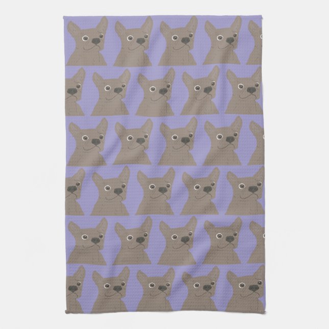 Pale Purple Dog Tea Towel (Vertical)