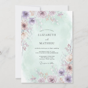 Pale Purple Ethereal Bloom Wedding Invitation