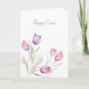 Pale Purple Floral Tulip Easter Card