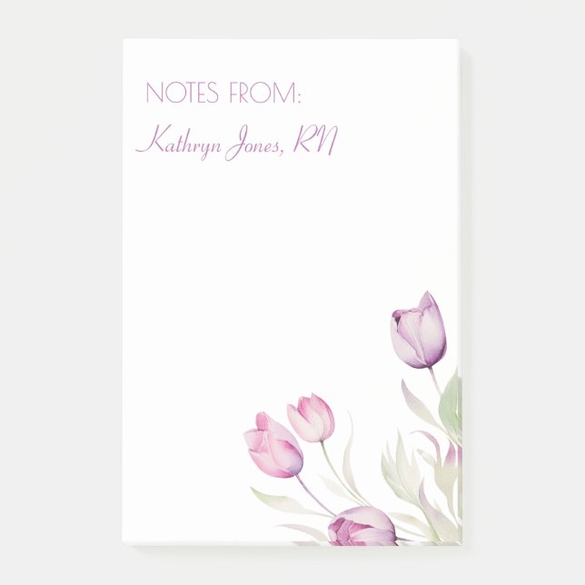 Pale Purple Floral Tulip Nursing  Post-it Notes (Front)