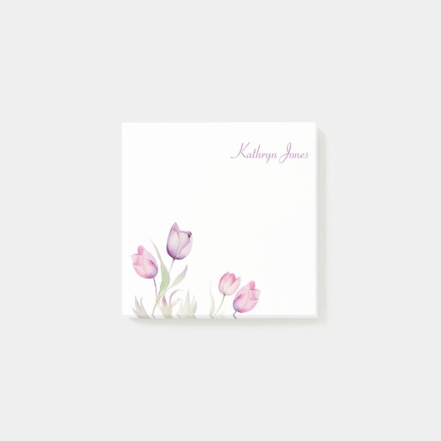 Pale Purple Floral Tulip  Post-it Notes (Front)