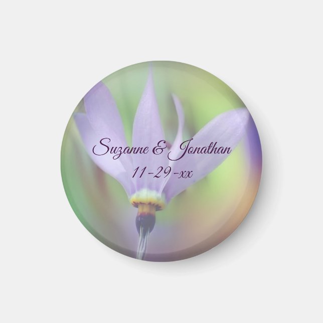 Pale Purple Flower Personalised Wedding  Magnet (Front)