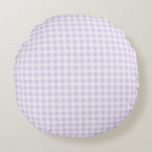 Pale Purple Gingham Round Cushion