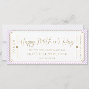 Pale Purple Happy Mother's Day Gift Voucher Card