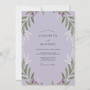 Pale Purple Leaf Wedding Invitation