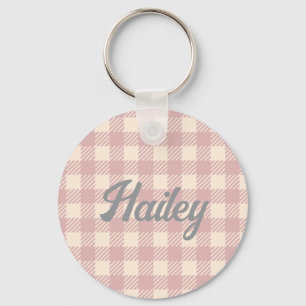 pale purple lilac lanvander gingham checked plaid key ring