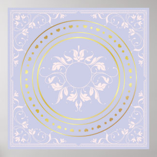 Pale Purple Ornate flourish floral  Poster