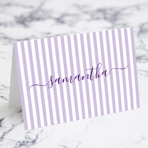 Pale Purple Stripes Signature Name Place Cards