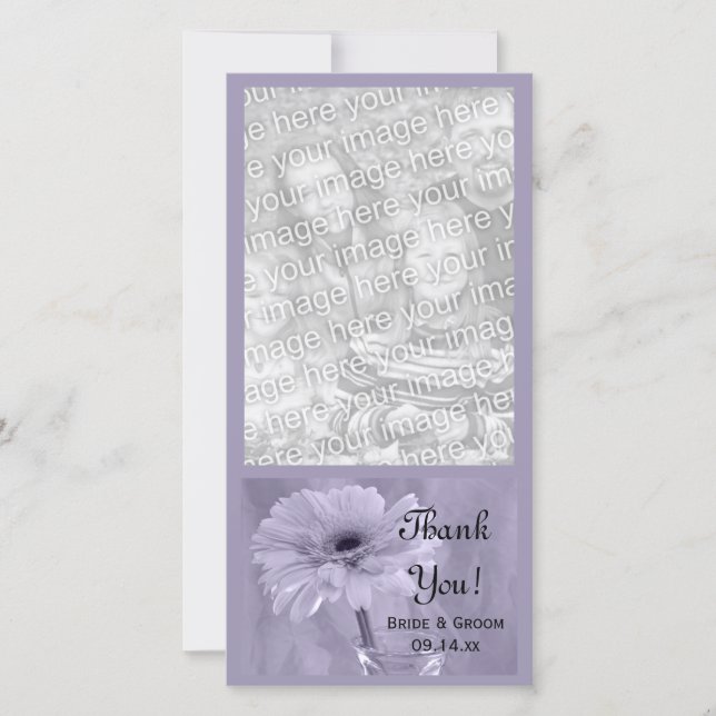 Pale Purple Tinted Daisy Wedding Thank You (Front)