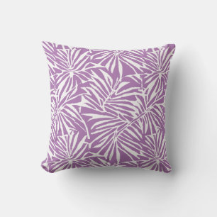 Pale Purple Tropical Leaf Repeating Pattern Cushion